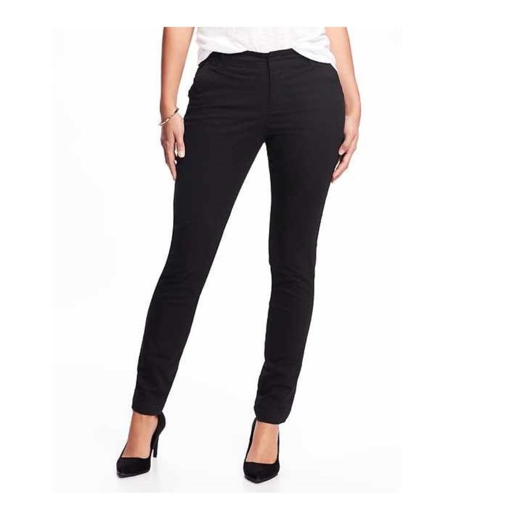 NWT Lands End Womens Mid Rise Straight Leg Chino Pants Black Size 8 29/30W $80